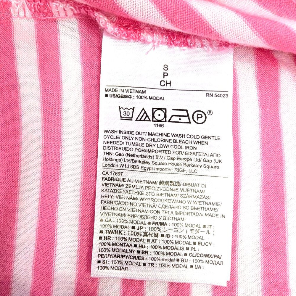 Banana Republic | Modal Mini-Stripe Long-Sleeve Tee Pink & White | Size Small - Picture 9 of 9